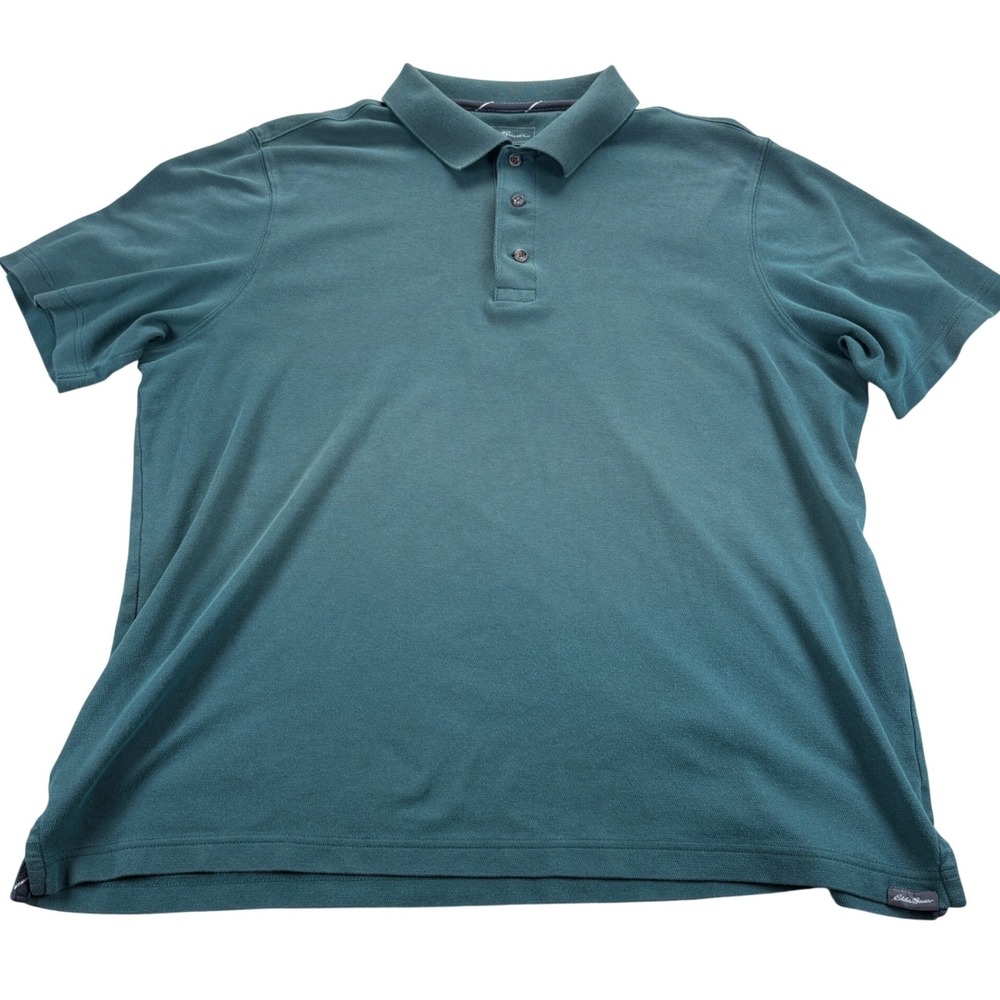 Eddie Bauer Polo Shirt Mens L Teal Travex Outdoor Trek Hiking Travel VTG Style